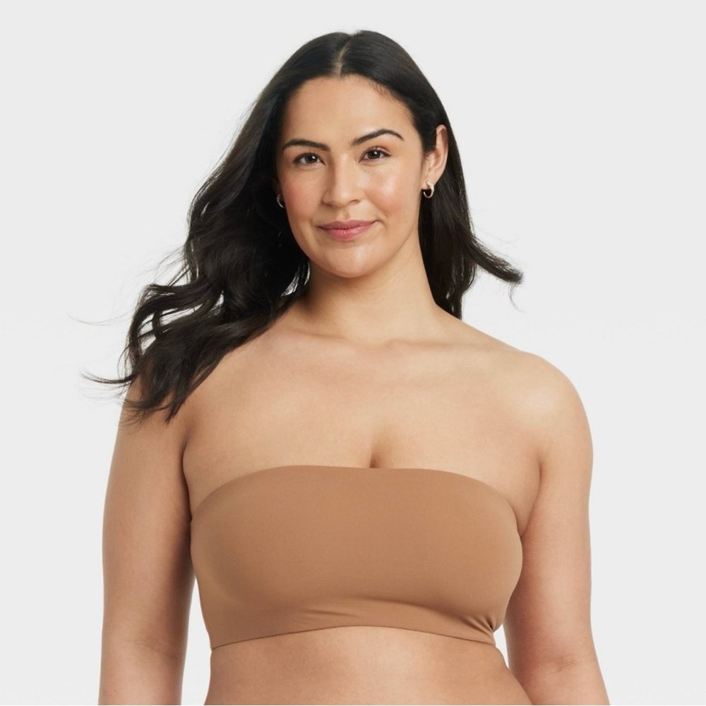 NWT Auden Luxe Stretch Unlined Bandeau Bra Women’s SZ 2X in Camel